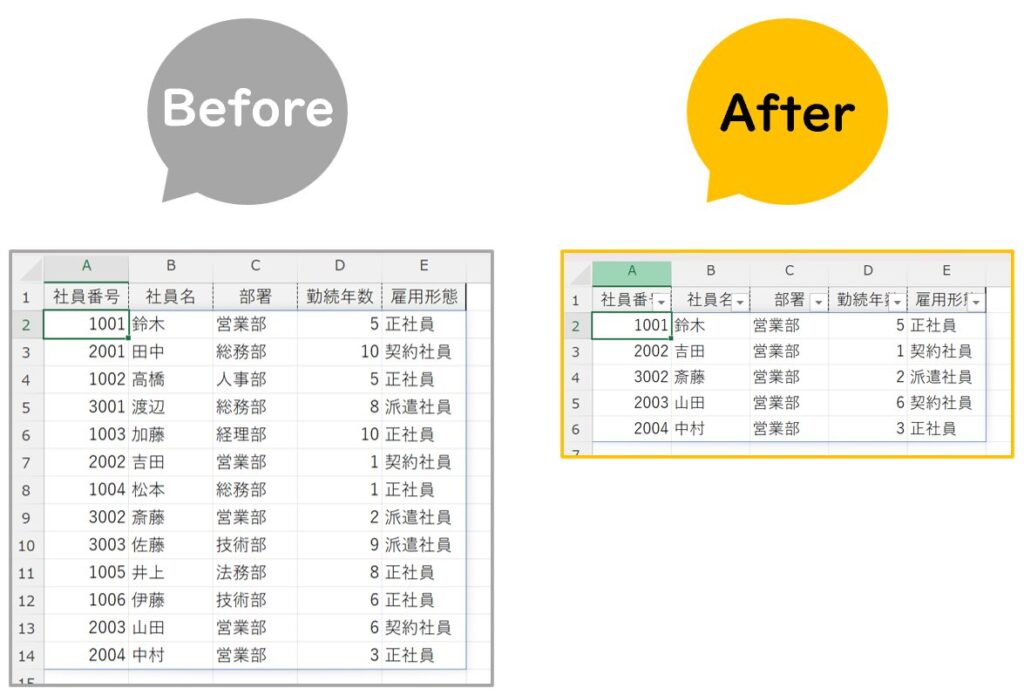 VSTACK関数説明画像_FILTER関数組み合わせ有無の比較