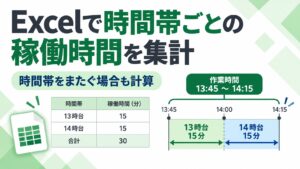 Excelで13時台と14時台の稼働時間を分けて集計する方法