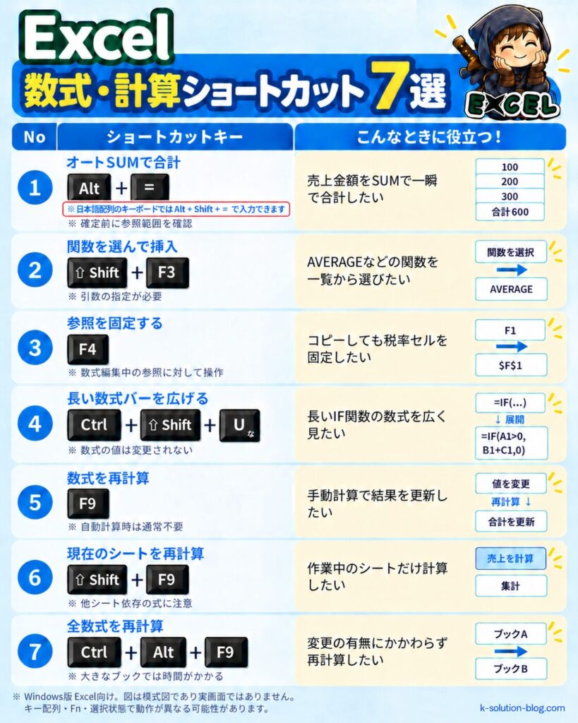 Excel数式・計算ショートカット7選