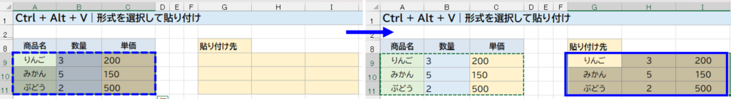 Ctrl + Alt + V｜「値だけ貼り付け」を選ぶ　説明画面